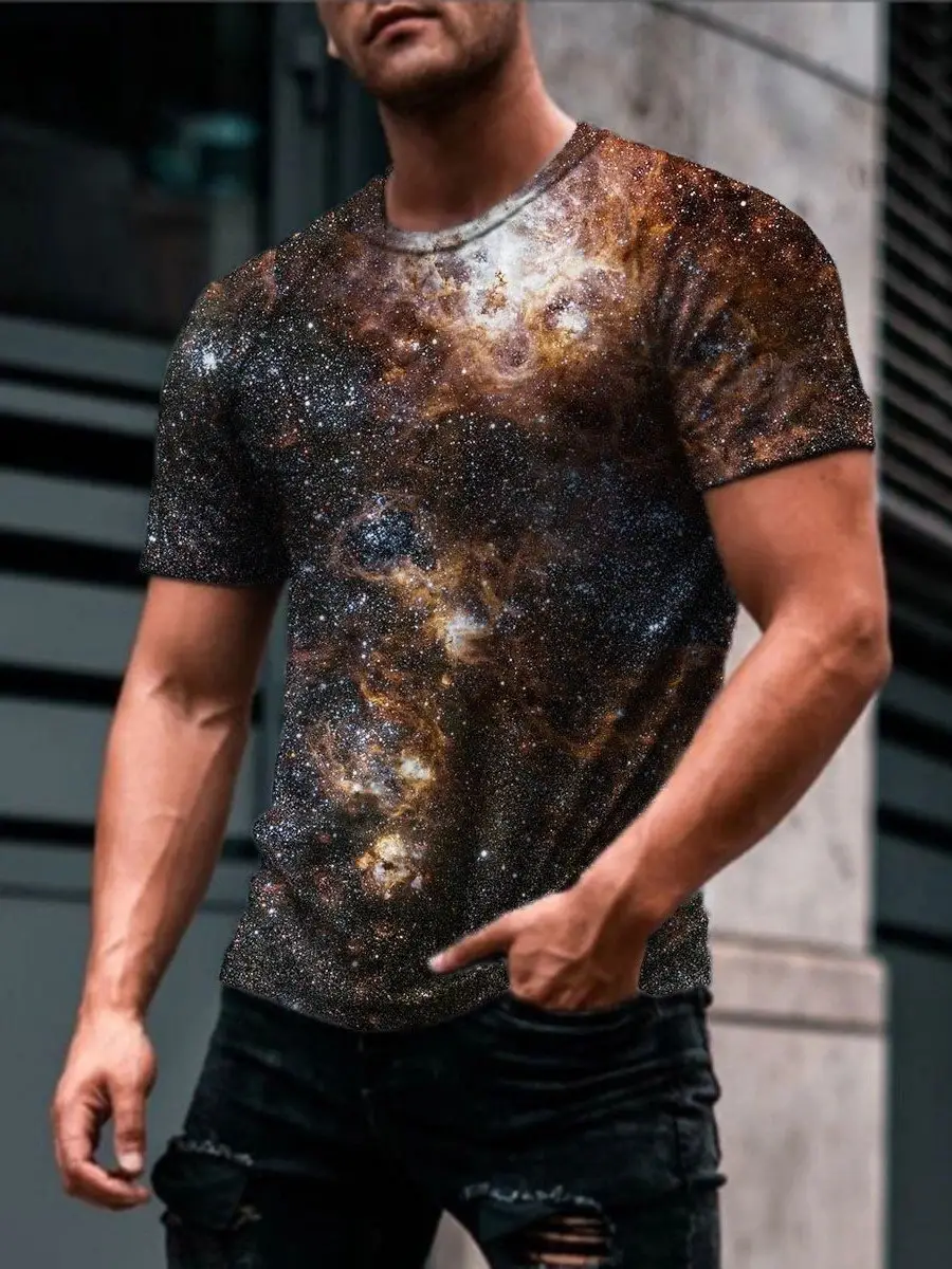 2025 Men's Abstract Printed T-Shirt Street Casual Wear