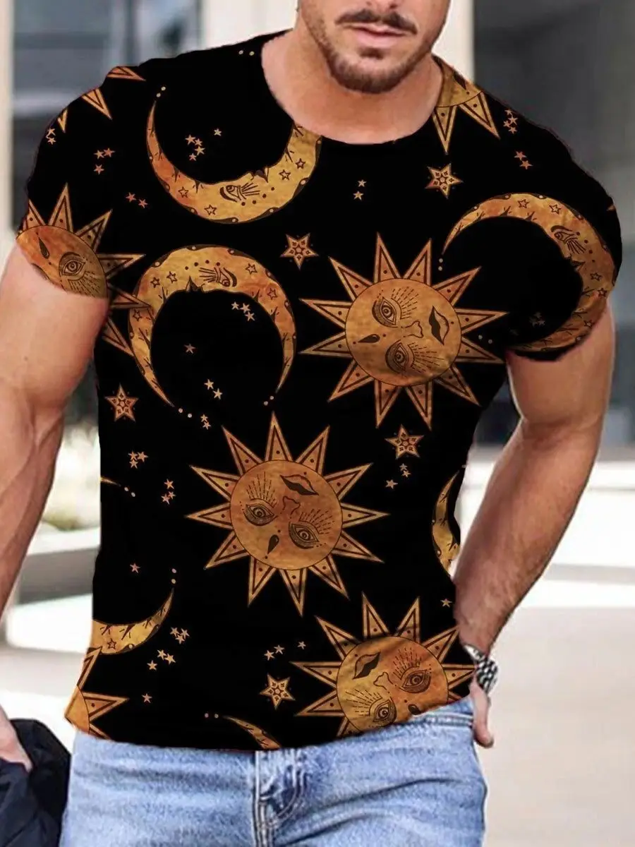 2025 Men's Abstract Printed T-Shirt Street Casual Wear