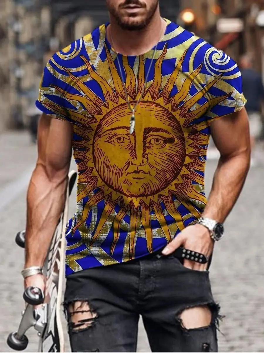 2025 Men's Abstract Printed T-Shirt Street Casual Wear