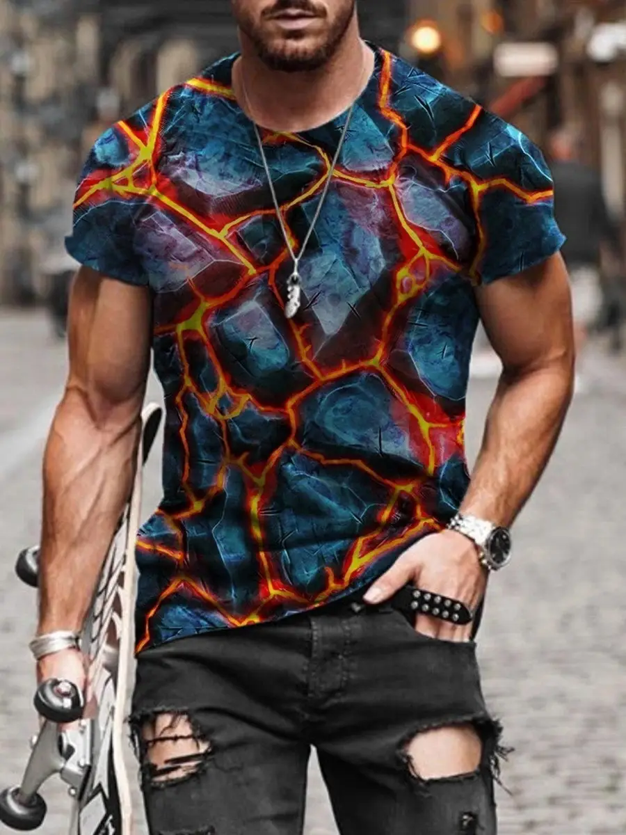 2025 Men's Abstract Printed T-Shirt Street Casual Wear