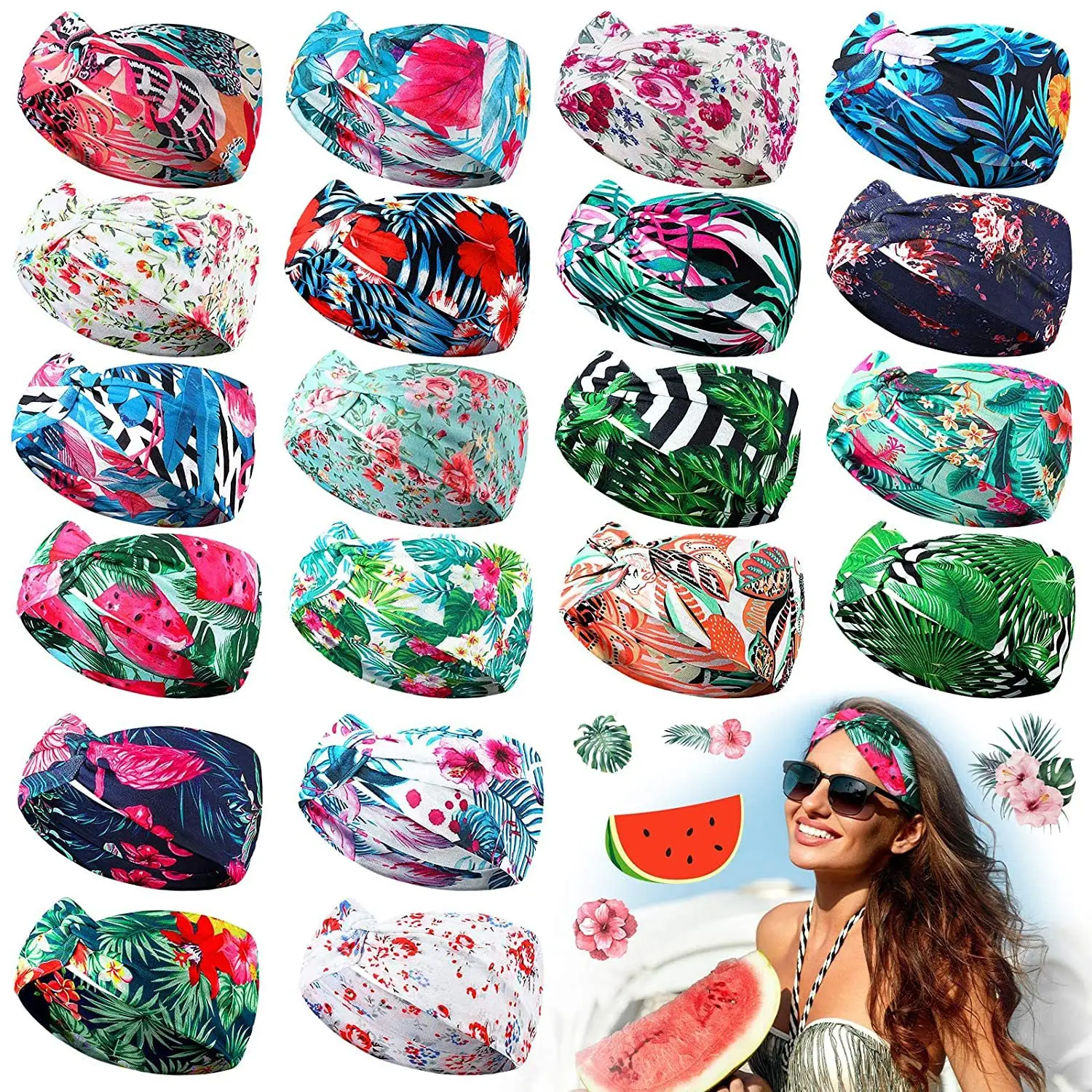 Hawaiian Floral Knotted Headband for Women - Image 22