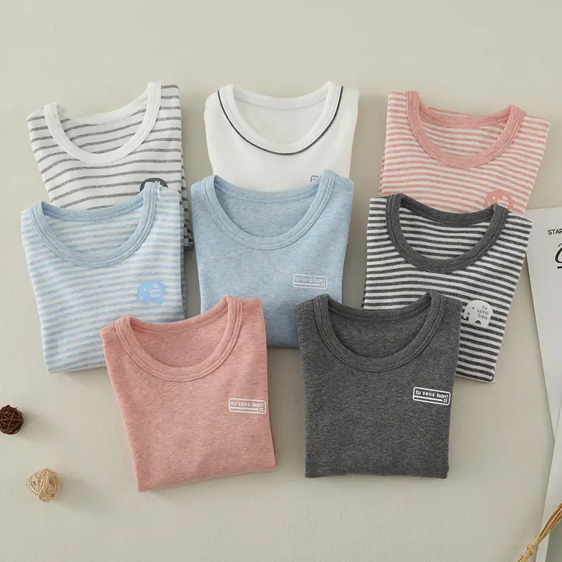 Baby Striped Cotton T-Shirt Medium Pink Striped Medium - Image 6
