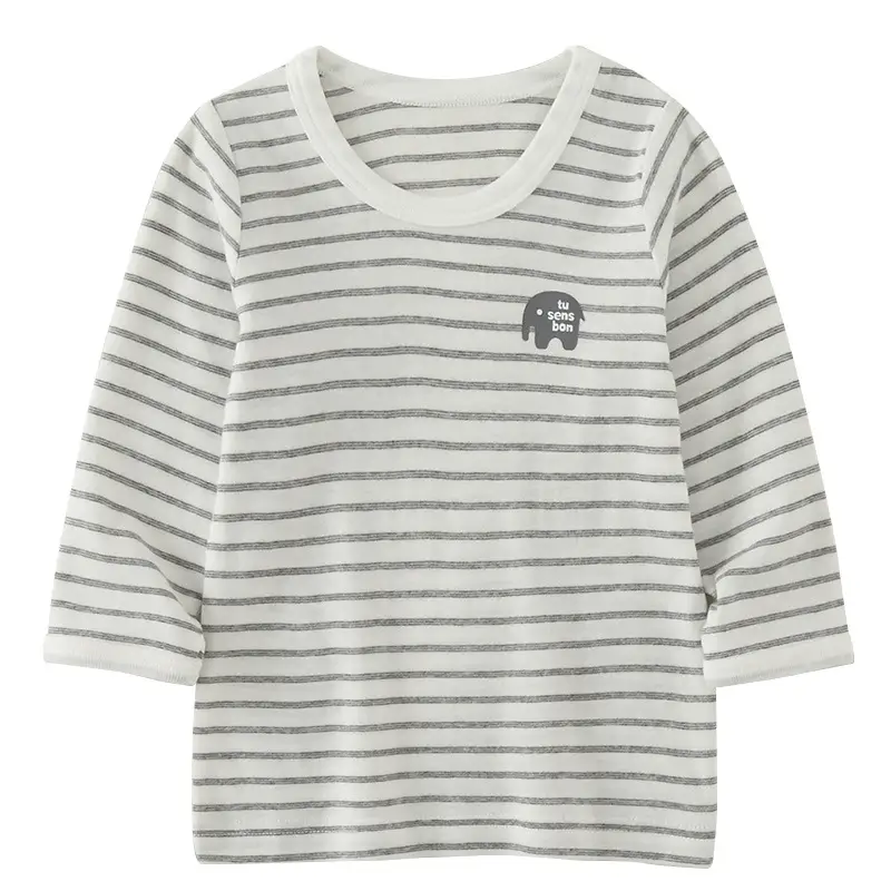 Baby Striped Cotton T-Shirt Medium Pink Striped Medium - Image 9