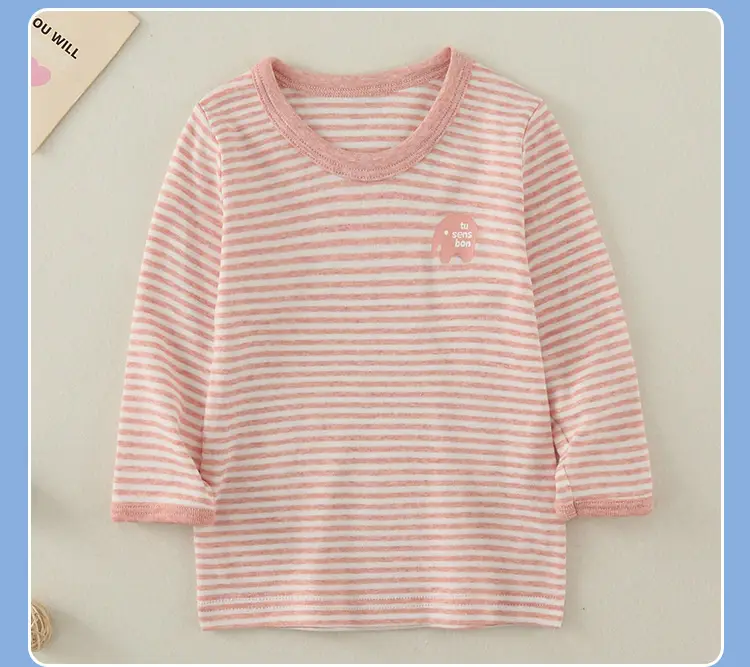Baby Striped Cotton T-Shirt Medium Pink Striped Medium — feature 23