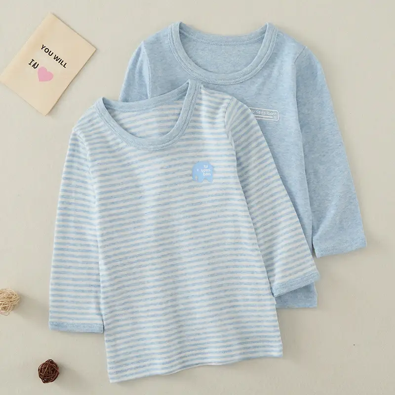 Baby Striped Cotton T-Shirt Medium Pink Striped Medium - Image 3