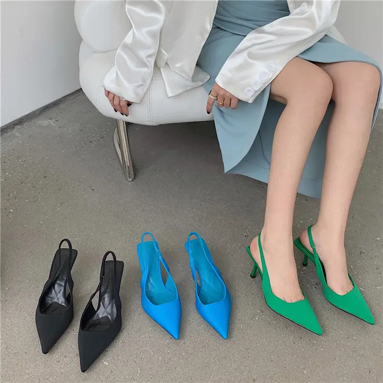 Green Pointed Toe Stiletto Heel Women's Sandals Medium - Image 7