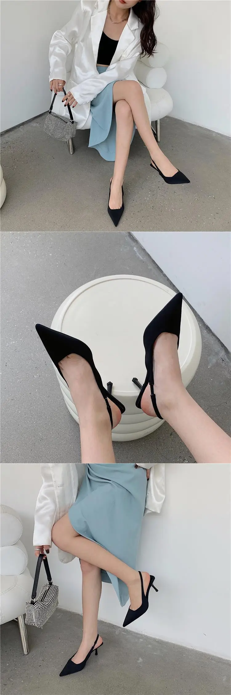 Green Pointed Toe Stiletto Heel Women's Sandals Medium — feature 5