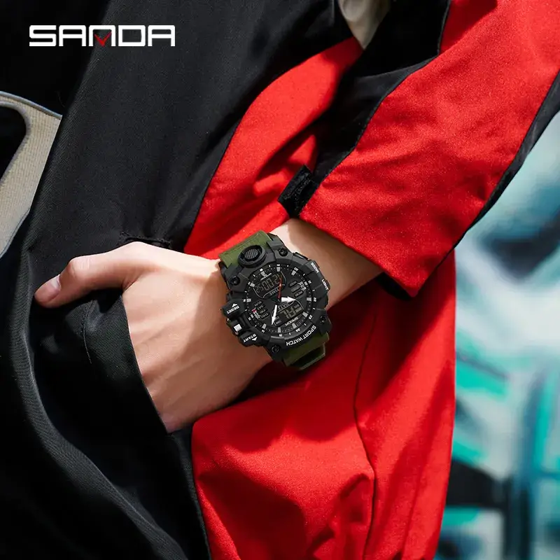 Sanda Waterproof Shockproof Men's Watch Black Digital Display - Image 98