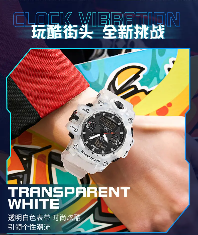 Sanda Waterproof Shockproof Men's Watch Black Digital Display — feature 18