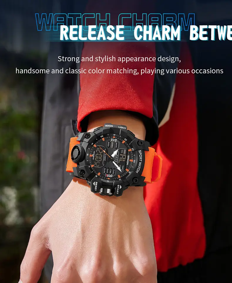 Sanda Waterproof Shockproof Men's Watch Black Digital Display — feature 32
