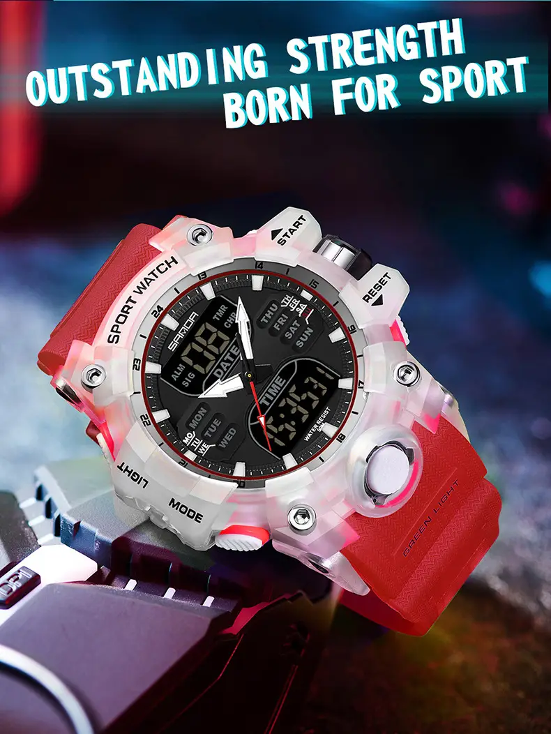 Sanda Waterproof Shockproof Men's Watch Black Digital Display — feature 34