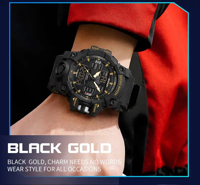 Sanda Waterproof Shockproof Men's Watch Black Digital Display — feature 43