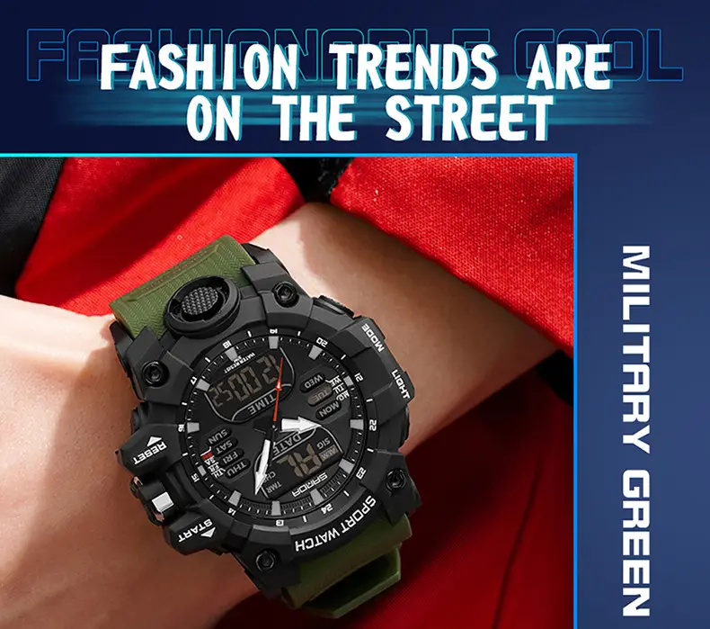 Sanda Waterproof Shockproof Men's Watch Black Digital Display — feature 45
