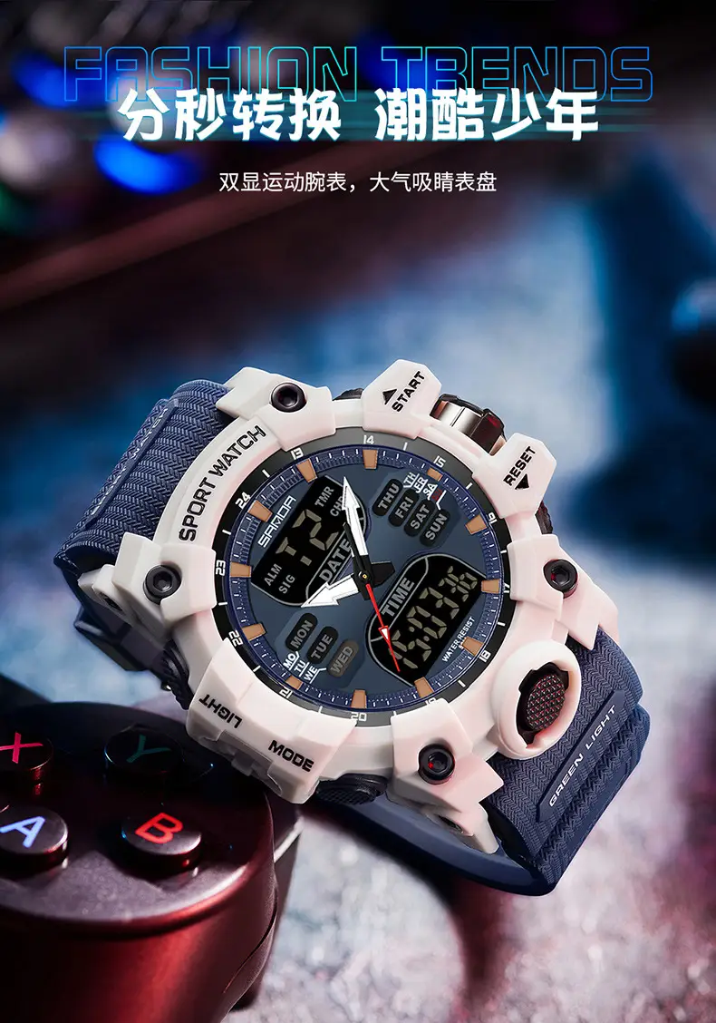 Sanda Waterproof Shockproof Men's Watch Black Digital Display — feature 5