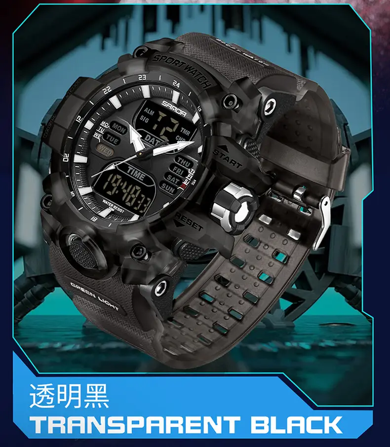 Sanda Waterproof Shockproof Men's Watch Black Digital Display — feature 6