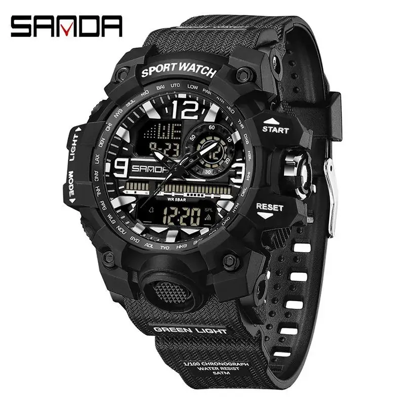 Sanda Waterproof Shockproof Men's Watch Black Digital Display - Image 26