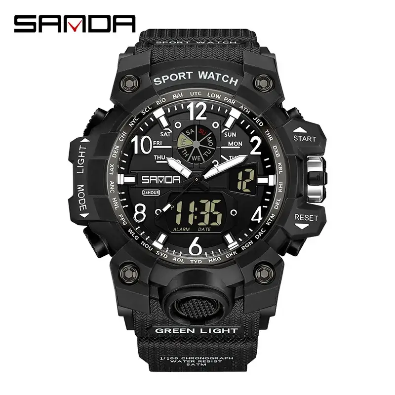 Sanda Waterproof Shockproof Men's Watch Black Digital Display - Image 36