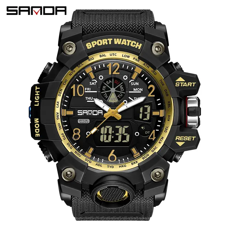 Sanda Waterproof Shockproof Men's Watch Black Digital Display - Image 53