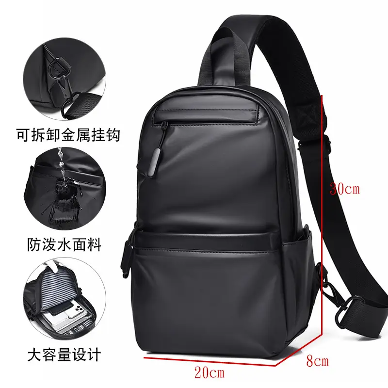 Men's Large Capacity Business Shoulder Bag Black - Image 5