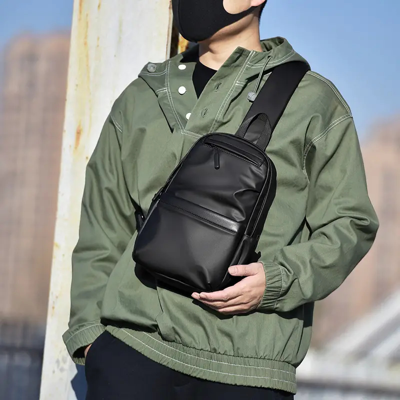 Men's Large Capacity Business Shoulder Bag Black - Image 6