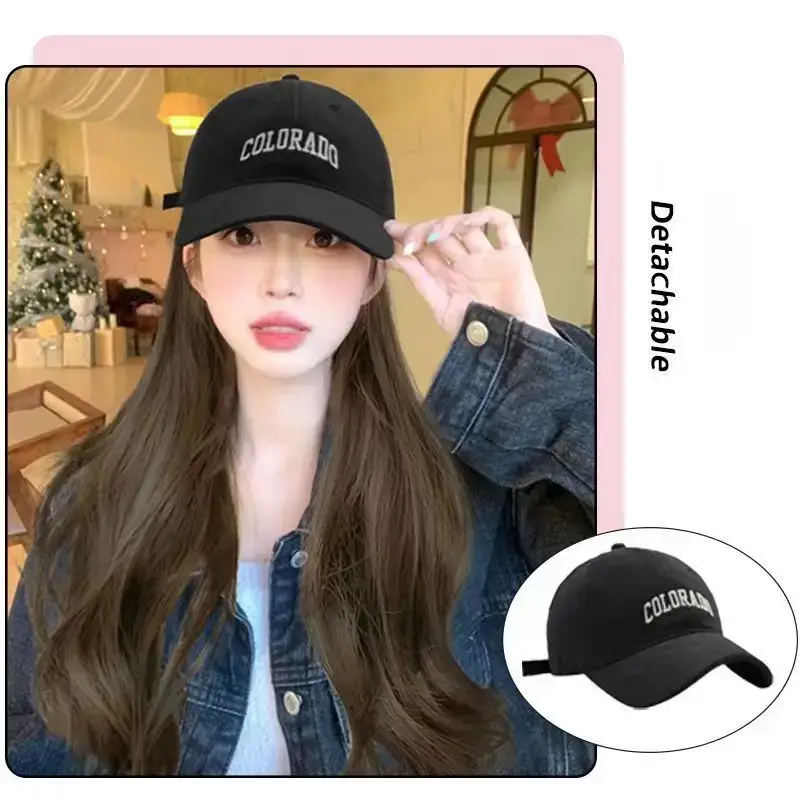 Women's Long Curly Hair Baseball Cap Wig Full Headset - Image 9