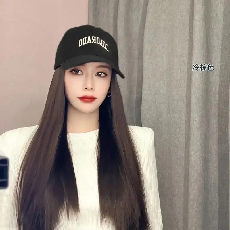 Women's Long Curly Hair Baseball Cap Wig Full Headset - Image 6