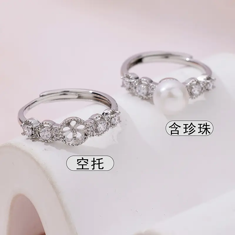 Pearl & Zircon Adjustable Ring for Women - Image 4