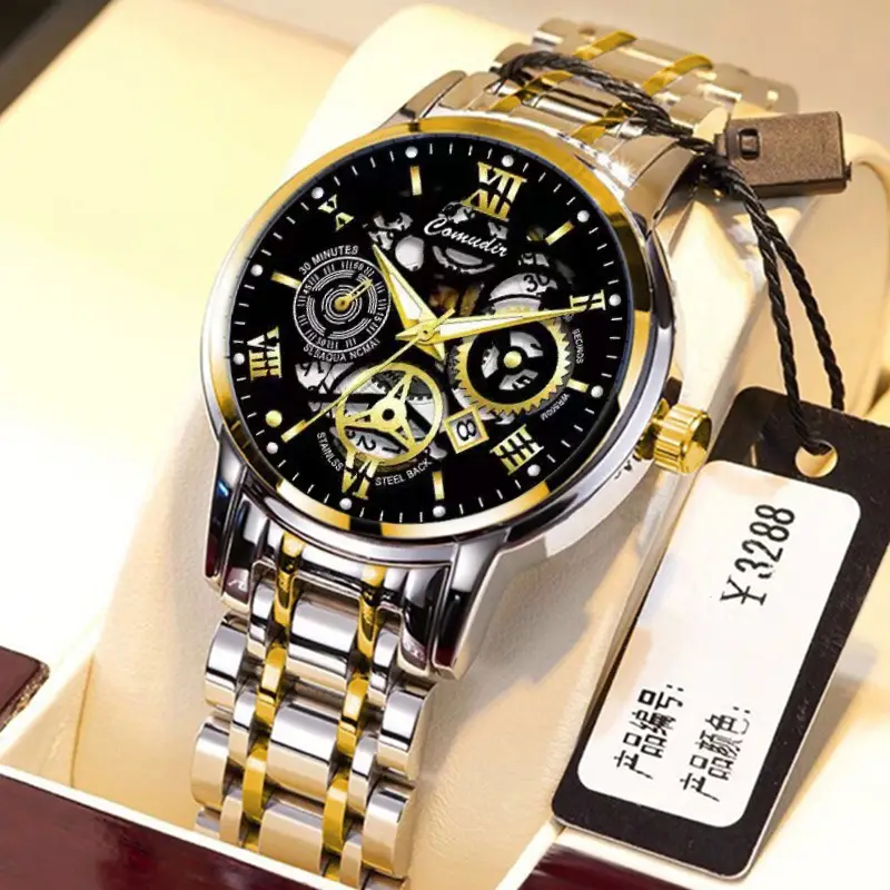 Hollow Design Men's Quartz Watch with Luminous Dial - Image 10