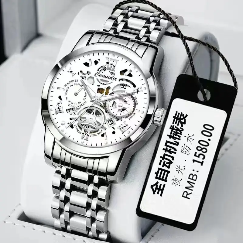 Hollow Design Men's Quartz Watch with Luminous Dial — feature 9