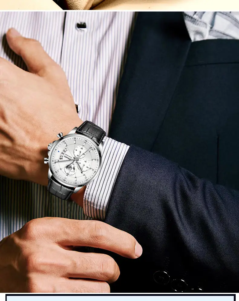 Men's Rose Gold Quartz Watch with Luminous Dial & Leather Strap — feature 10