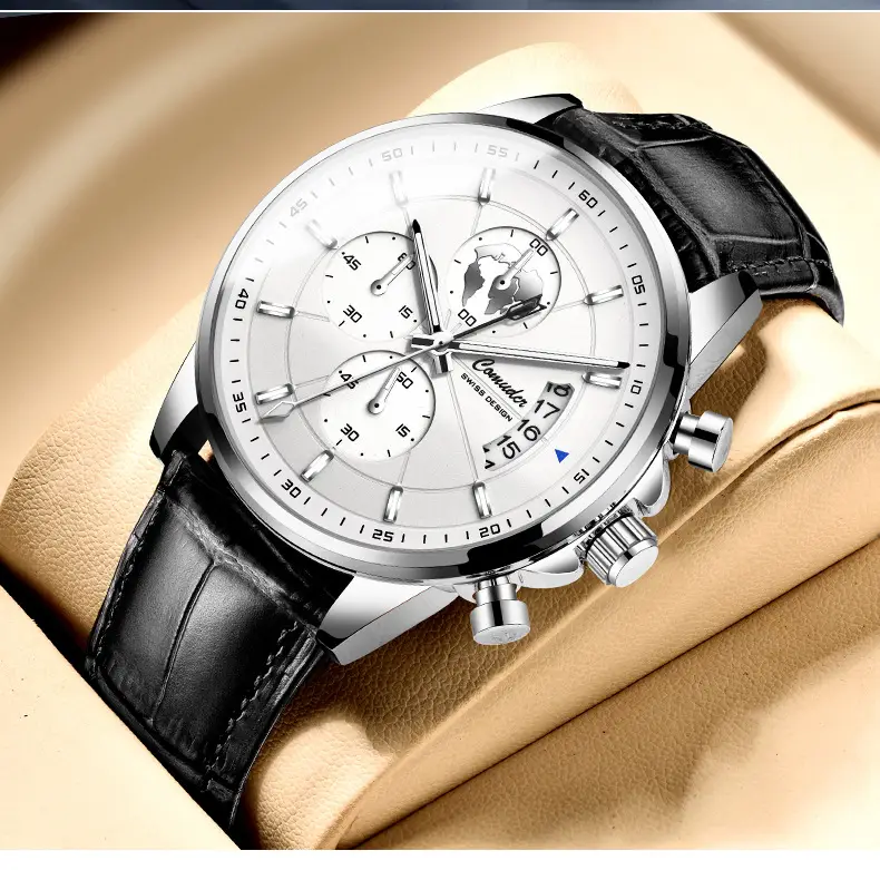 Men's Rose Gold Quartz Watch with Luminous Dial & Leather Strap — feature 5