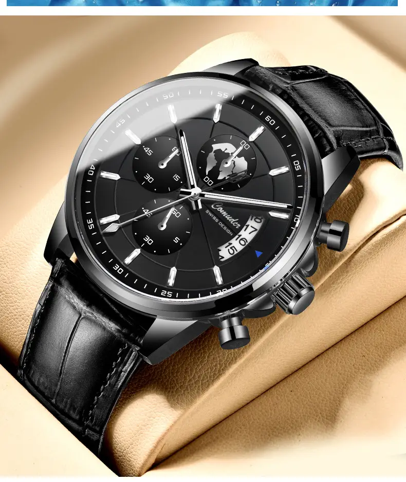 Men's Rose Gold Quartz Watch with Luminous Dial & Leather Strap — feature 8