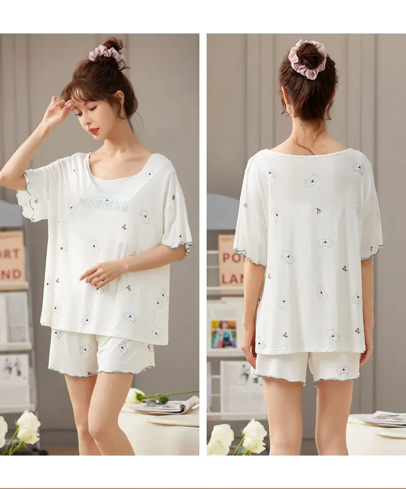 Women's Pink Modal Pajamas with Chest Pad — feature 32
