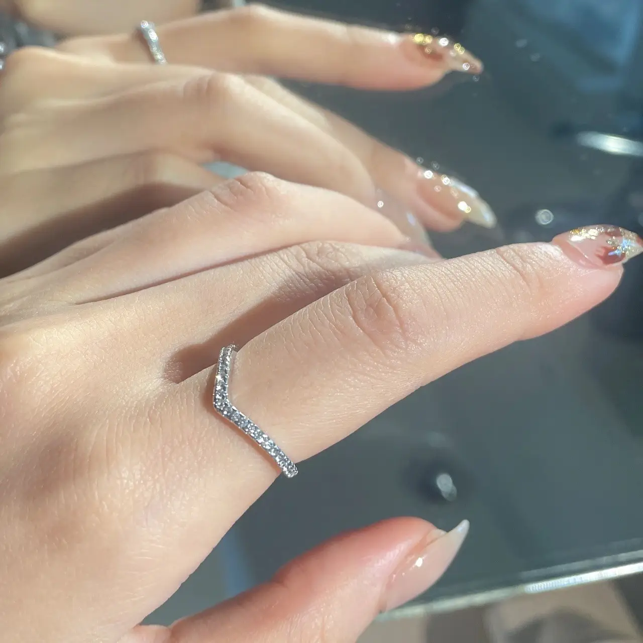 Moissanite V-Shape Diamond Ring for Women - Image 2