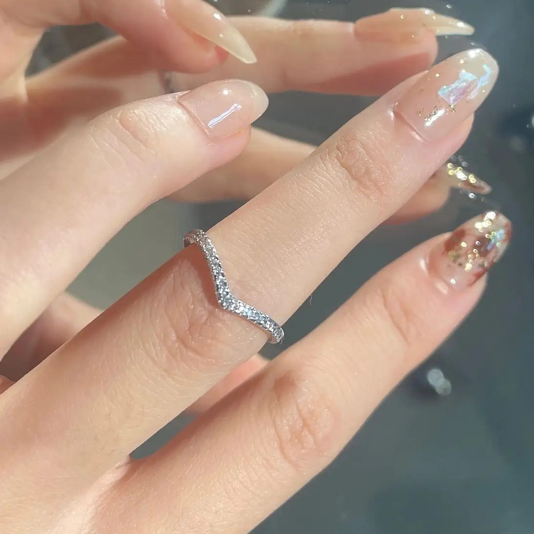 Moissanite V-Shape Diamond Ring for Women - Image 4