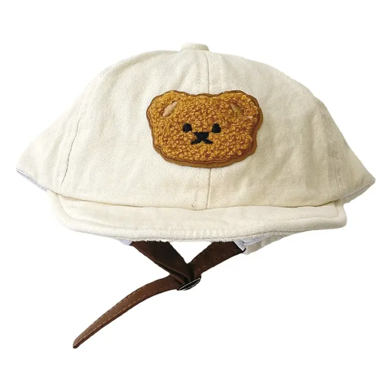 Qiu Nan Baby Hats Spring Autumn Korean Style Bear Embroidered