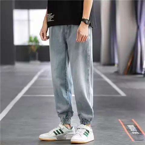 Men Drawstring Jeans Thin Leg Spring Summer - Image 5