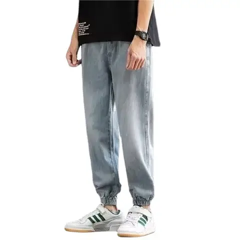 Men Drawstring Jeans Thin Leg Spring Summer - Image 7
