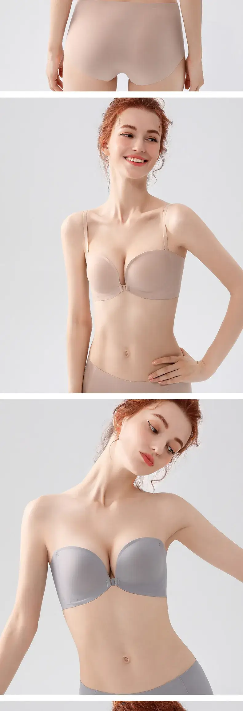 Front-Buckle Strapless Underwear Black Small Chest — feature 11