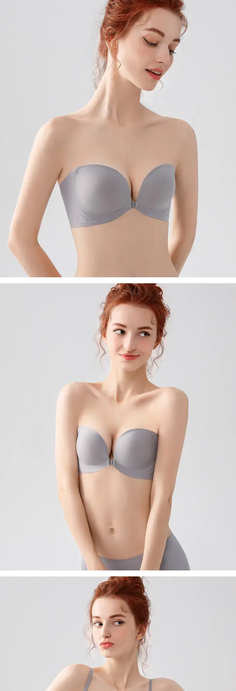 Front-Buckle Strapless Underwear Black Small Chest — feature 12