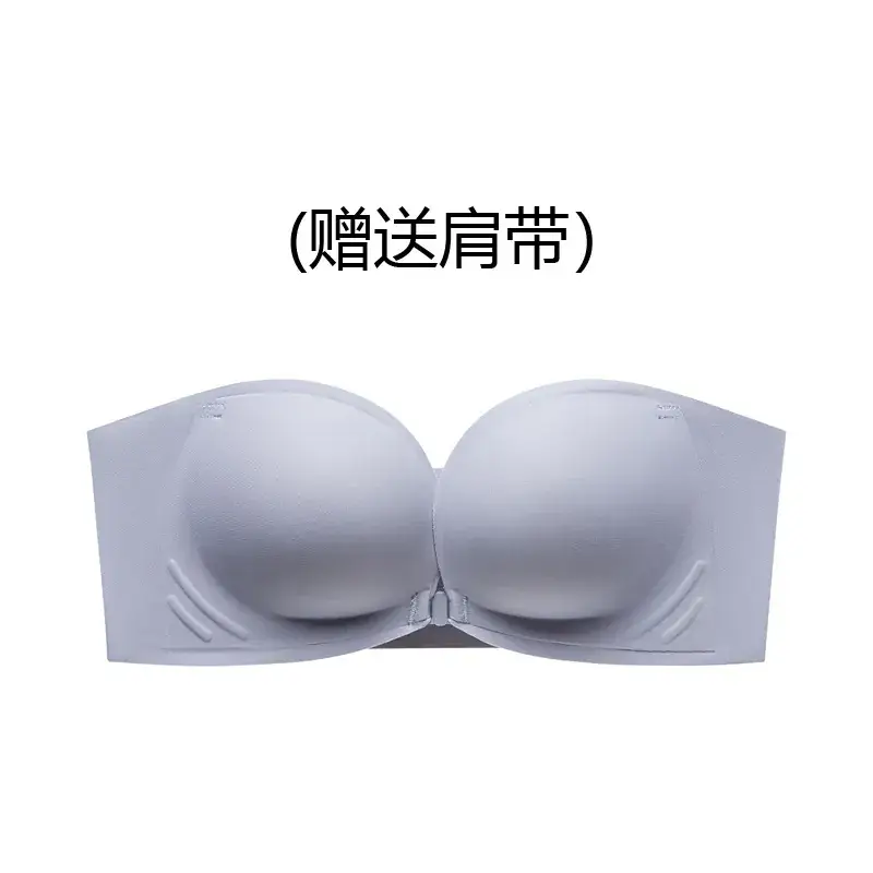 Front-Buckle Strapless Underwear Black Small Chest