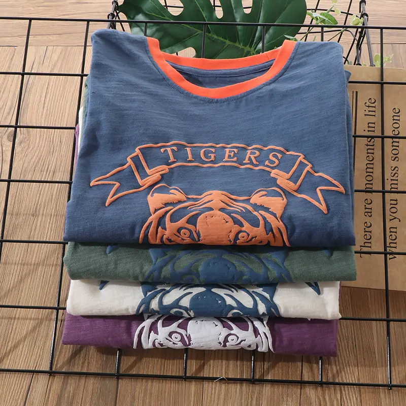 Boys Long Sleeve Tiger Print T-Shirt Purple Cotton