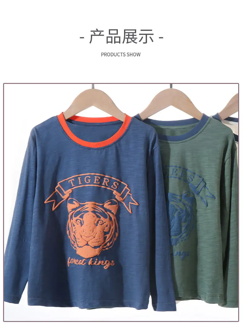 Boys Long Sleeve Tiger Print T-Shirt Purple Cotton — feature 15