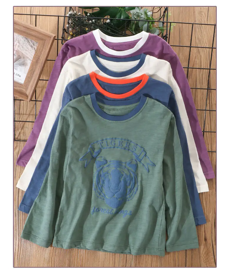 Boys Long Sleeve Tiger Print T-Shirt Purple Cotton — feature 17