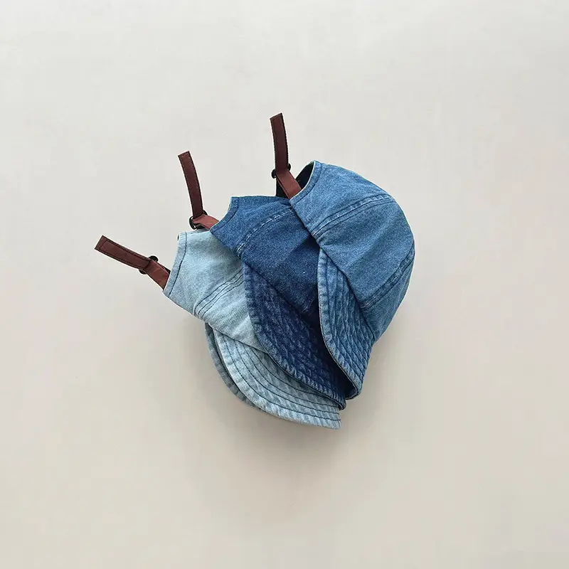 Baby Denim Peaked Hat with Sunglasses Blue
