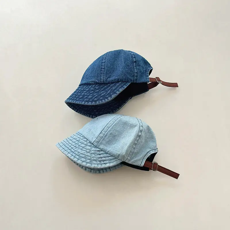 Baby Denim Peaked Hat with Sunglasses Blue