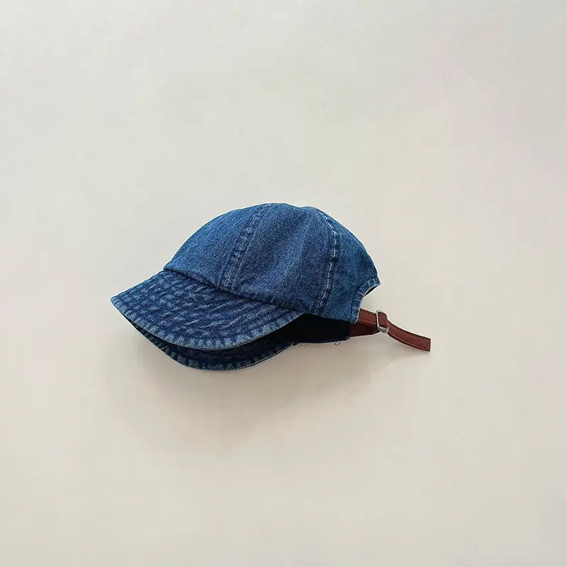 Baby Denim Peaked Hat with Sunglasses Blue