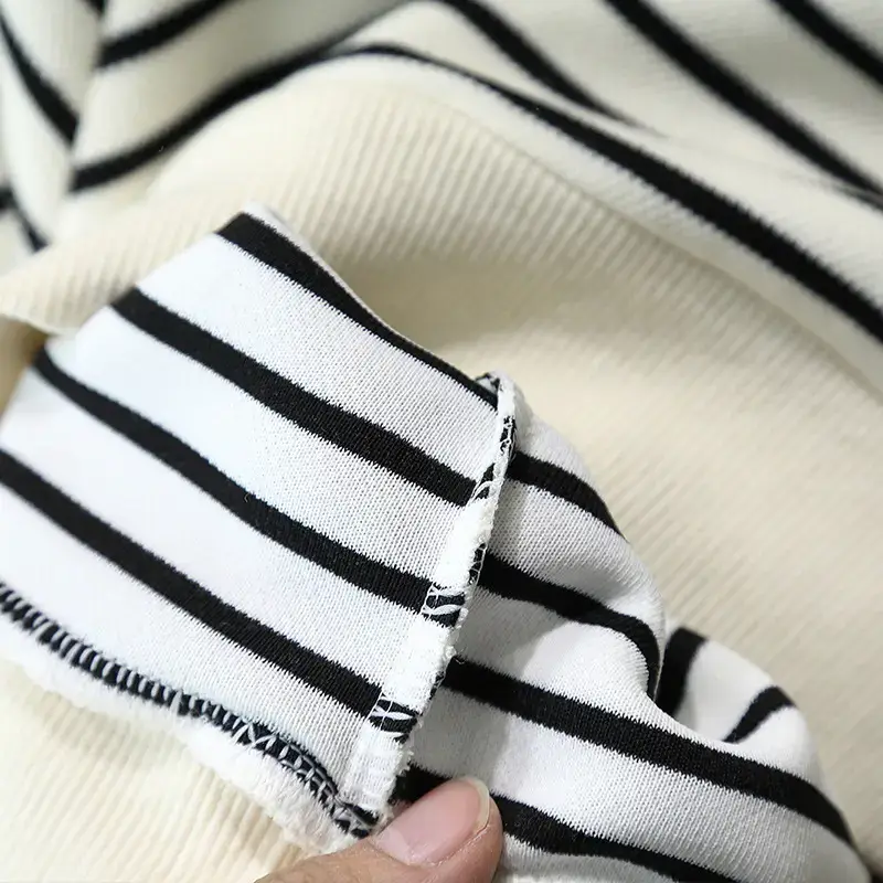 2655 Boys Long Sleeve T-Shirt Black White Striped 2026 - Image 4