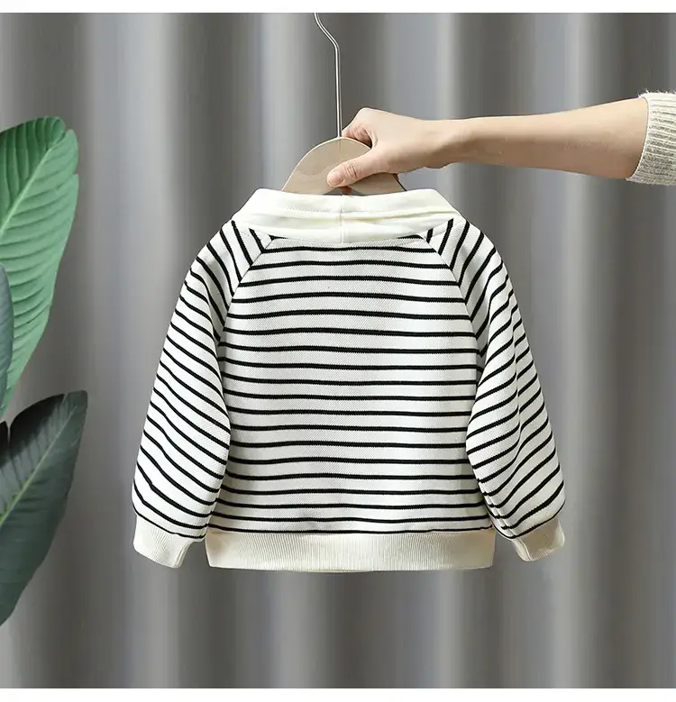 2655 Boys Long Sleeve T-Shirt Black White Striped 2026 — feature 13