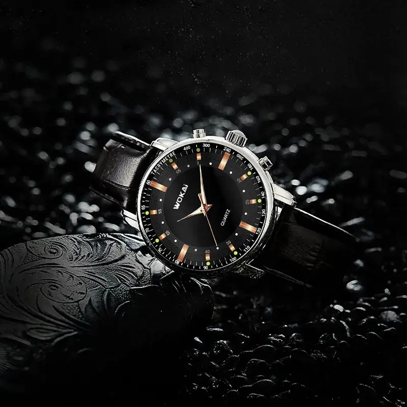 Men's Quartz Sports Watch Black Analog Casual Belt - Image 5